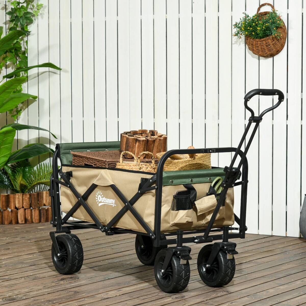 Outsunny Bollerwagen khaki B/H/L: ca. 57x94x100 cm