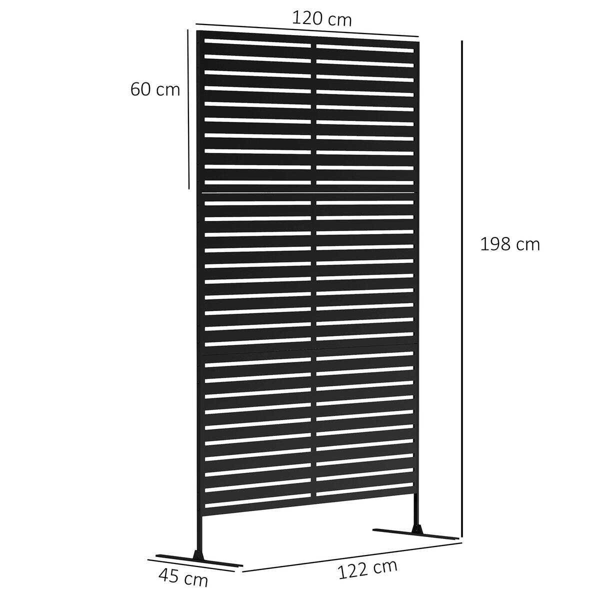 Outsunny Raumteiler schwarz Stahl B/H/L: ca. 45x198x122 cm