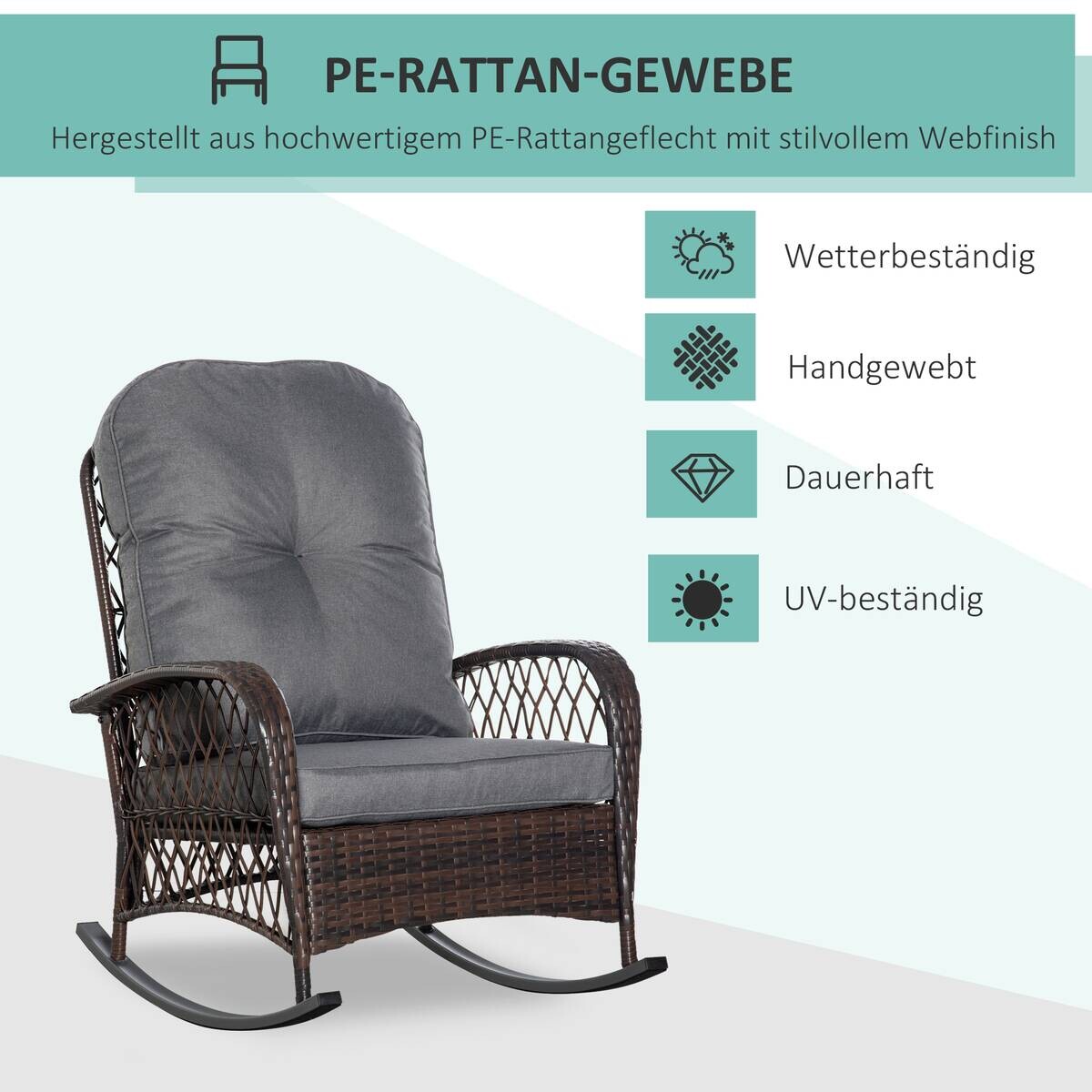 Outsunny Gartensessel braun Polypropylen B/H/L: ca. 98x75x91 cm