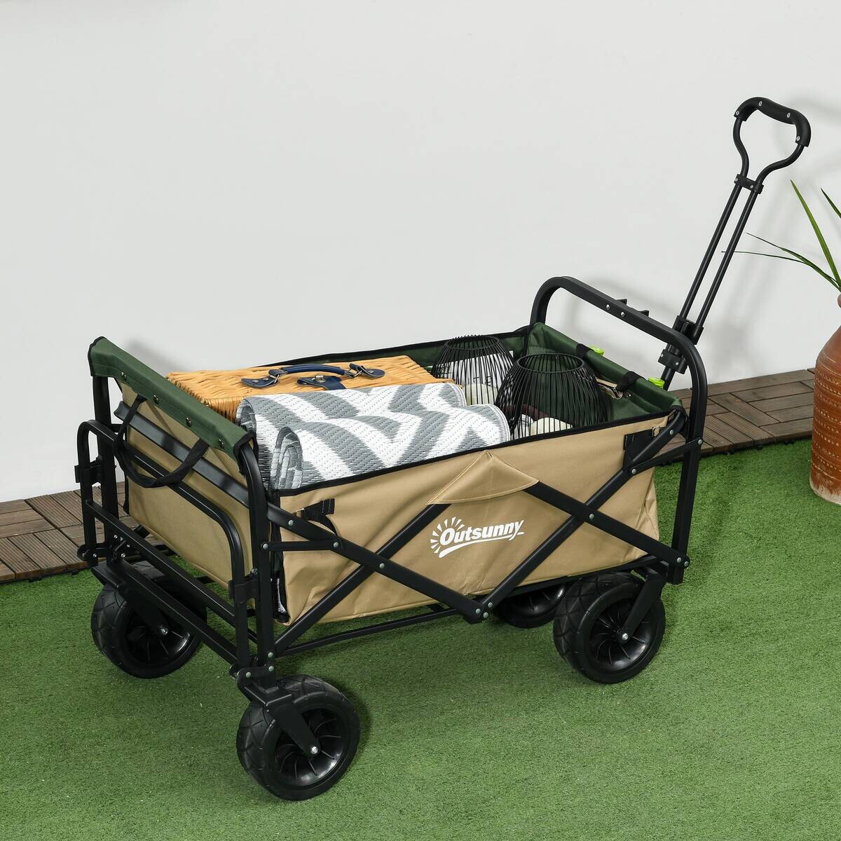 Outsunny Bollerwagen khaki B/H/L: ca. 57x94x100 cm