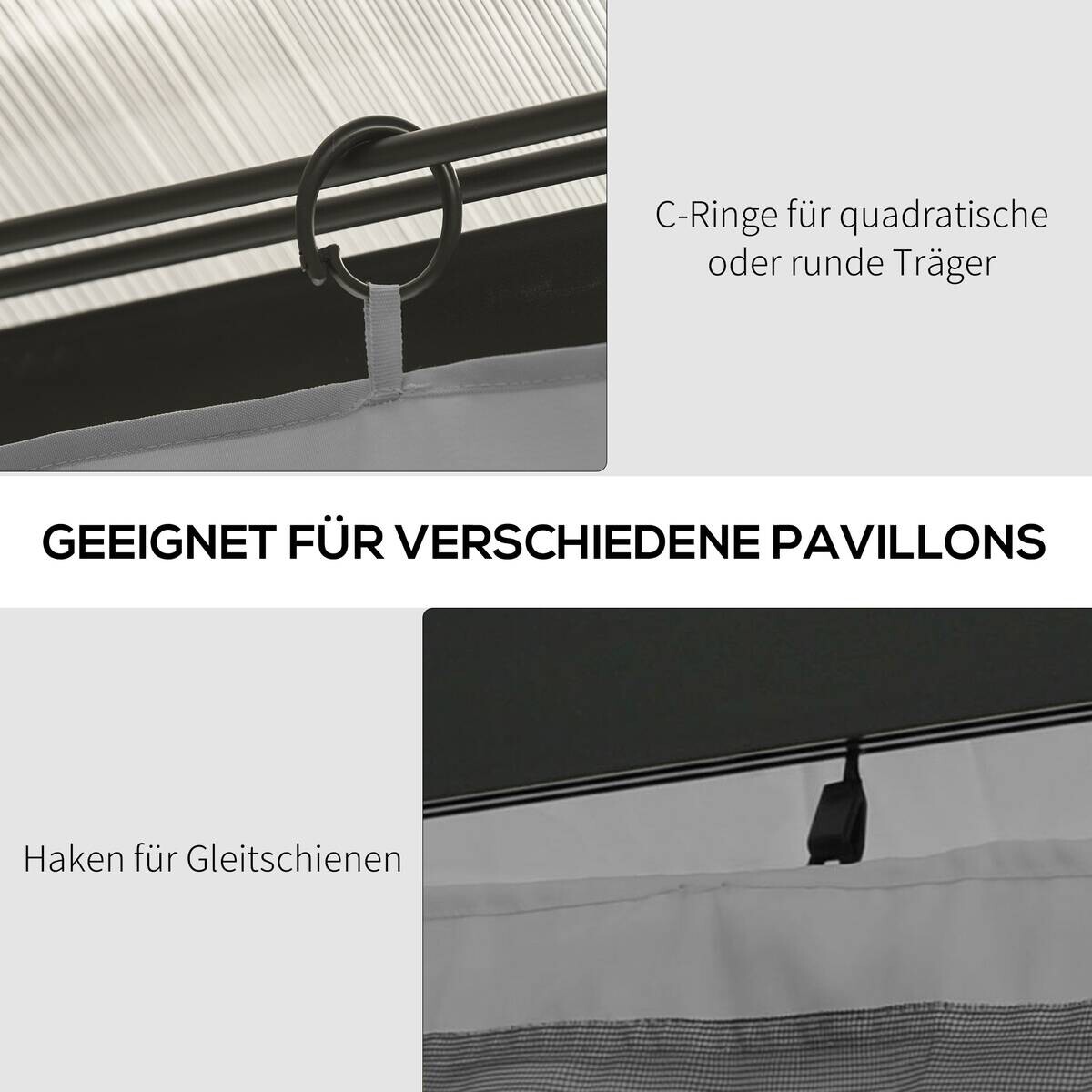 Outsunny Pavillon-Zubehör hellgrau Polypropylen H/L: ca. 352x205 cm