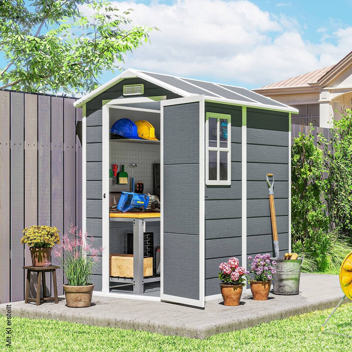 Outsunny Gartenhaus grau B/H/L: ca. 131x198x186 cm