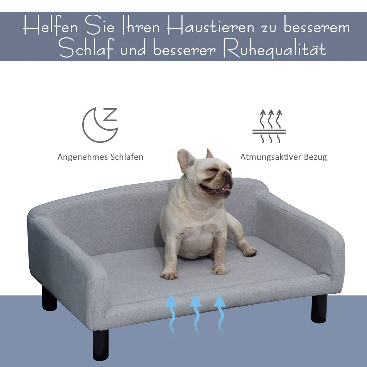 PawHut Hundesofa hellgrau Polyester B/H/L: ca. 82x36x54 cm