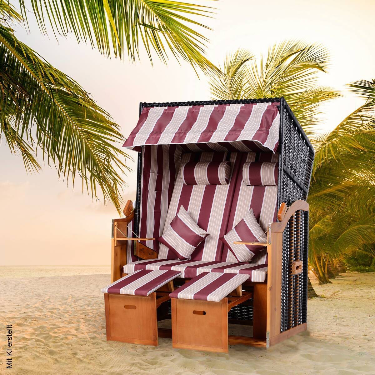 Outsunny Strandkorb braun Metall B/H/T: ca. 118x150x79 cm