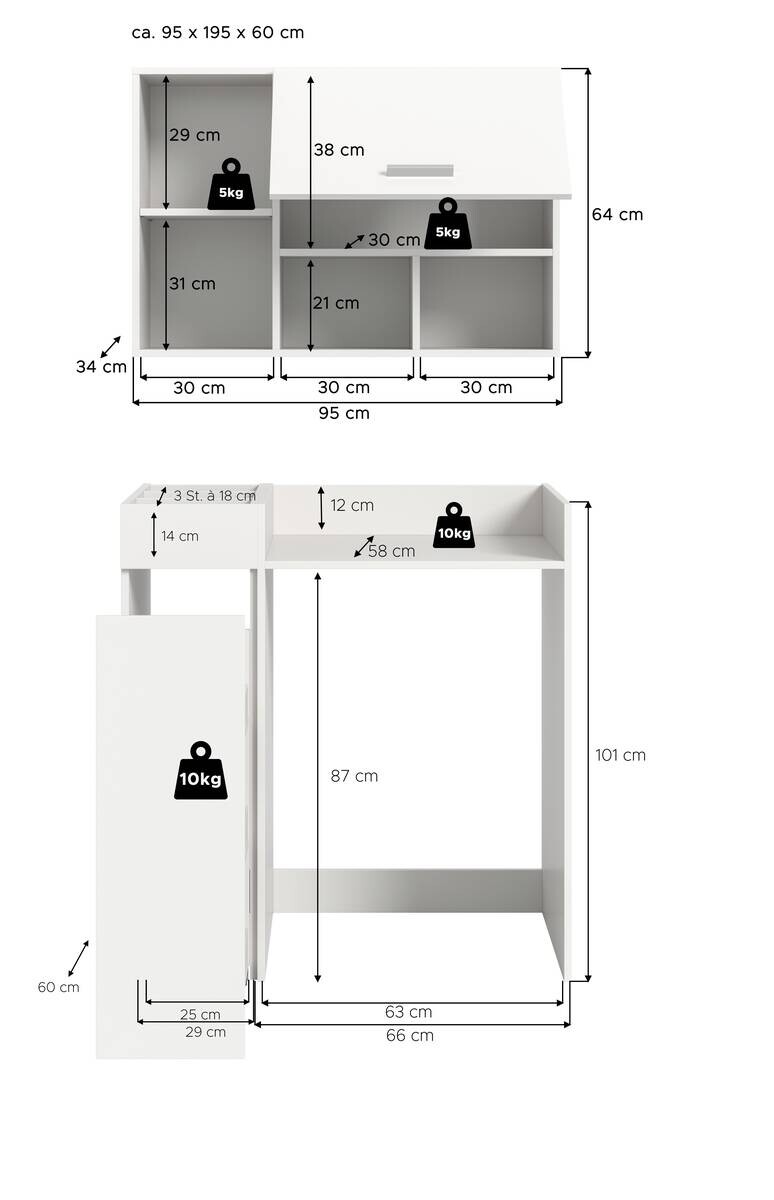 Waschmaschinenumbauschrank Free weiß B/H/T: ca. 95x195x60 cm