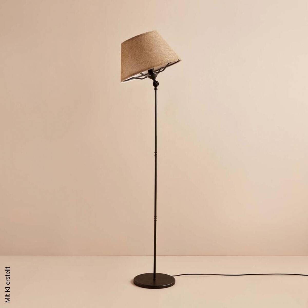 Opviq Stehlampe beige schwarz Metall PVC B/H/T/L/D: ca. 38x150x38x38x38 cm E27 1 Brennstellen