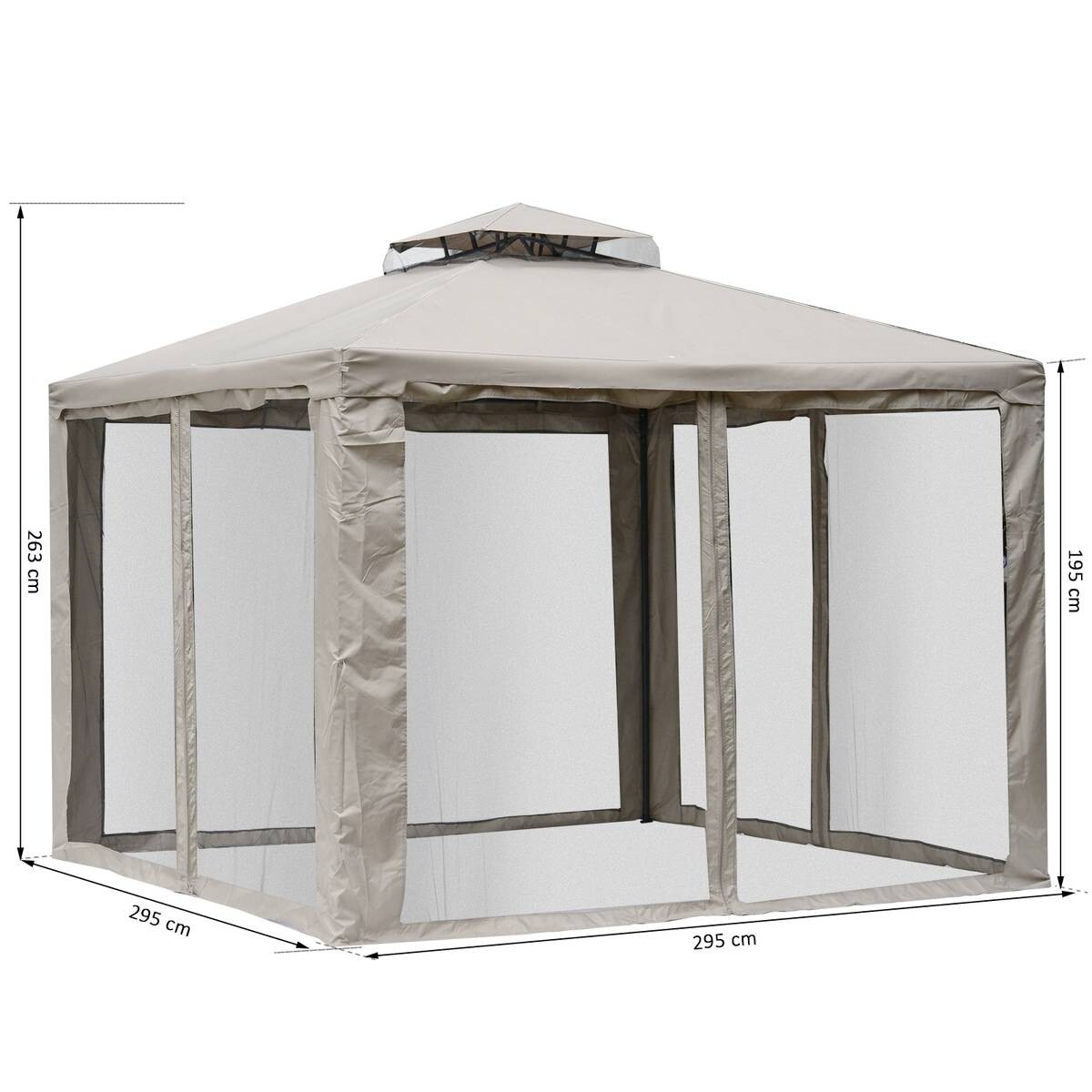 Outsunny Gartenpavillon beige Metall B/H/L: ca. 295x263x295 cm