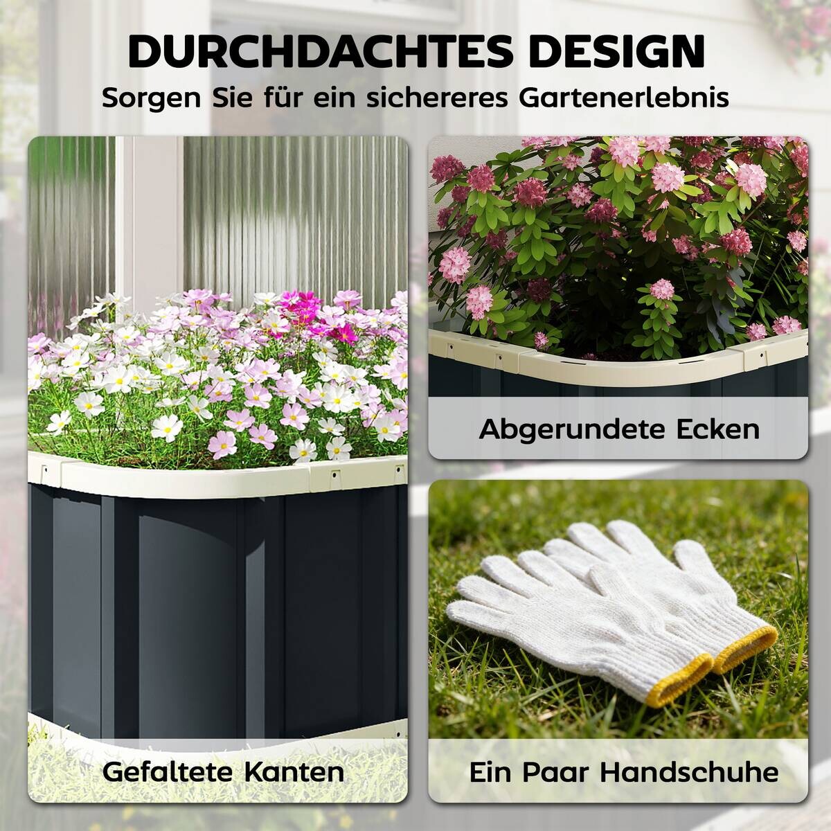 Outsunny Hochbeet dunkelgrau B/H/T/L: ca. 52x31x52x136 cm