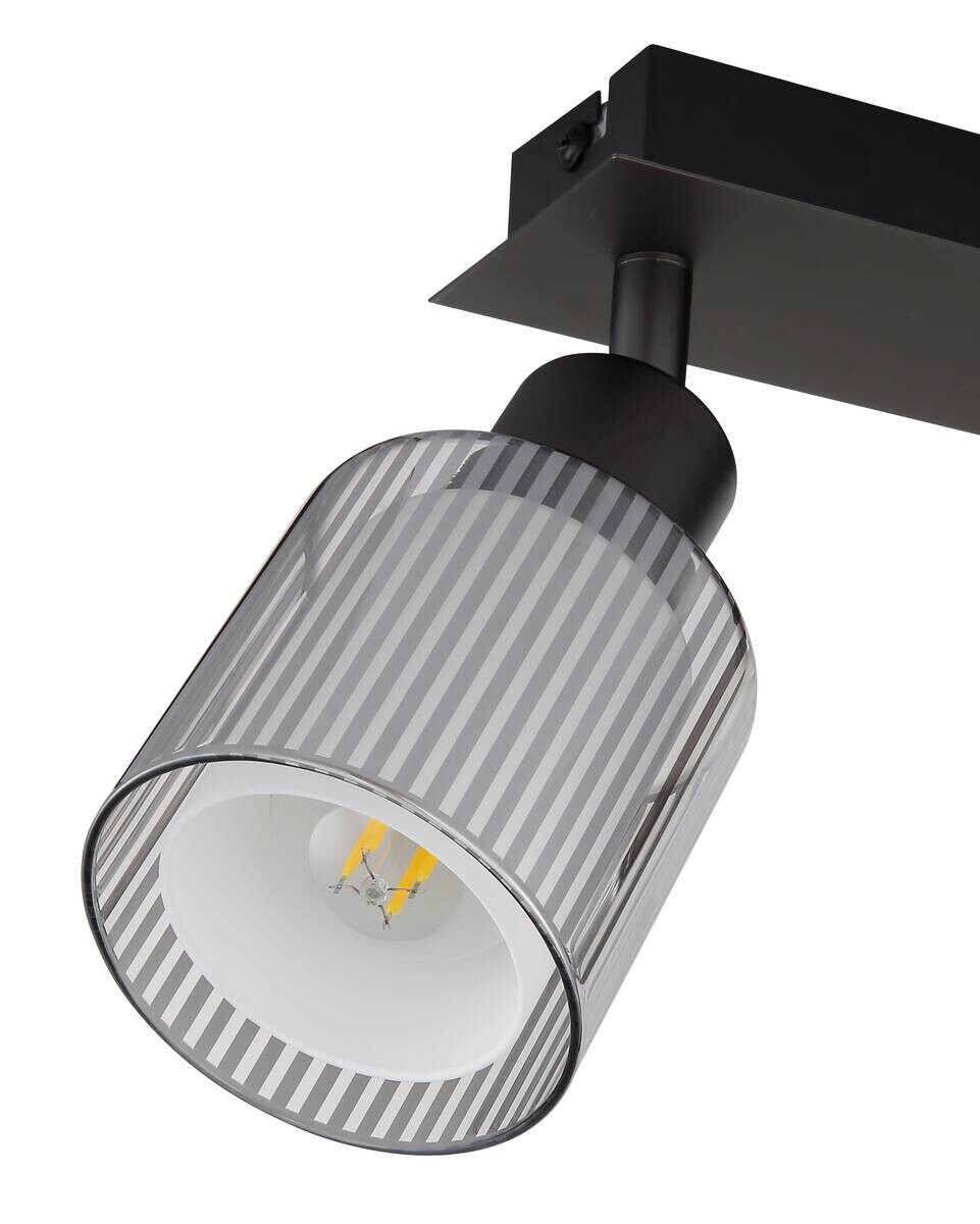 GLOBO Strahler schwarz Chrom Metall Glas B/H/L: ca. 10x30x13 cm E14 2 Brennstellen