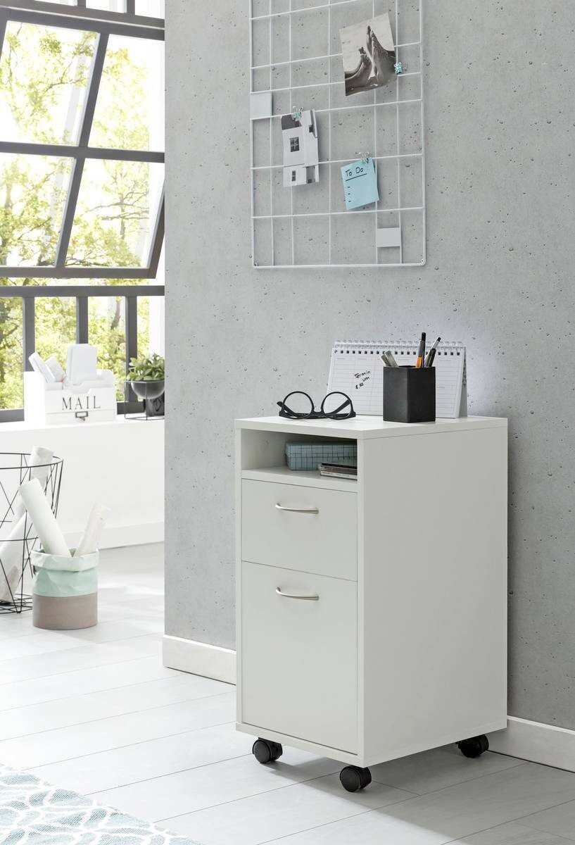 Rollcontainer weiß Spanplatte B/H/T: ca. 33x63x38 cm