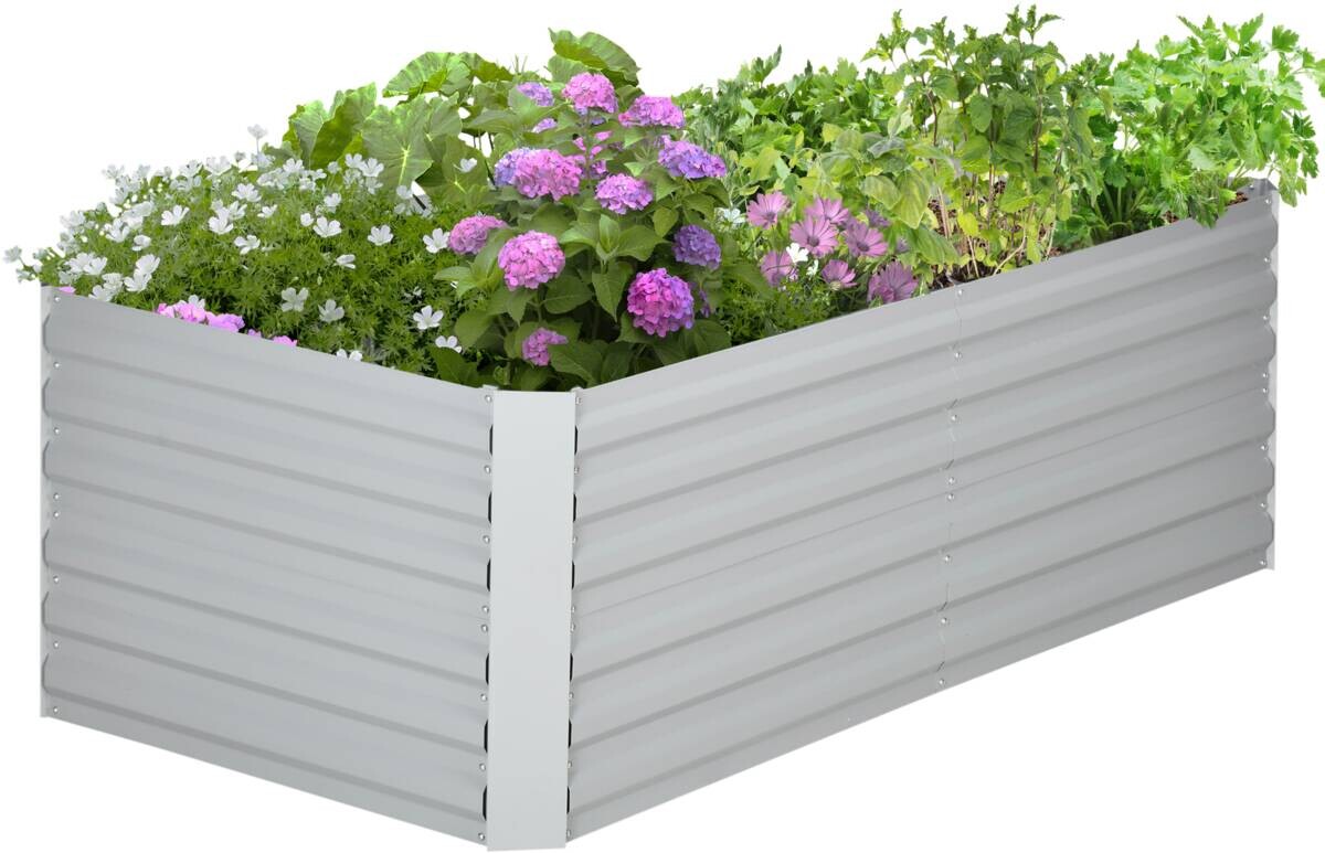 Outsunny Hochbeet hellgrau Stahl B/H/L: ca. 90x59x180 cm