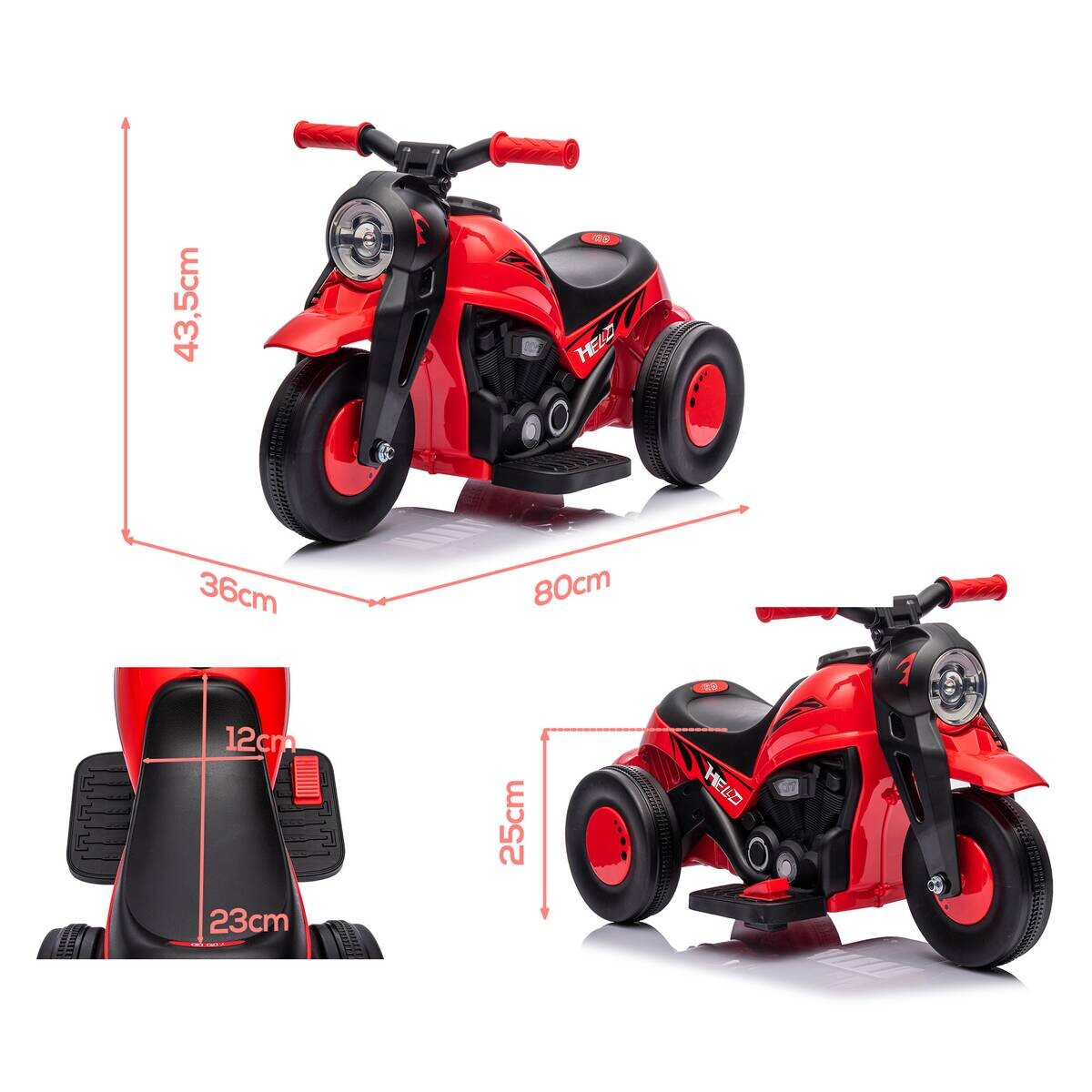 AIYAPLAY Elektromotorrad rot B/H/L: ca. 36x43,5x80 cm