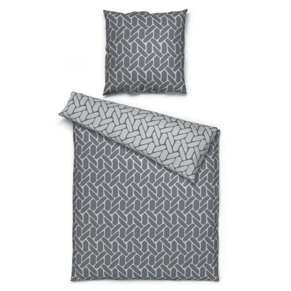 Baumwoll Wende Bettwäsche Renforce grau 100% Baumwolle B/L: ca. 135x200 cm