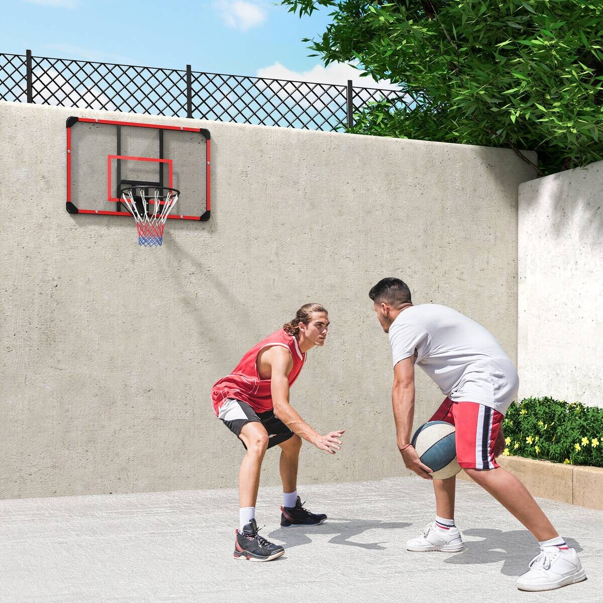 SPORTNOW Basketballkorb rot Kunststoff B/H/L: ca. 61x73x113 cm