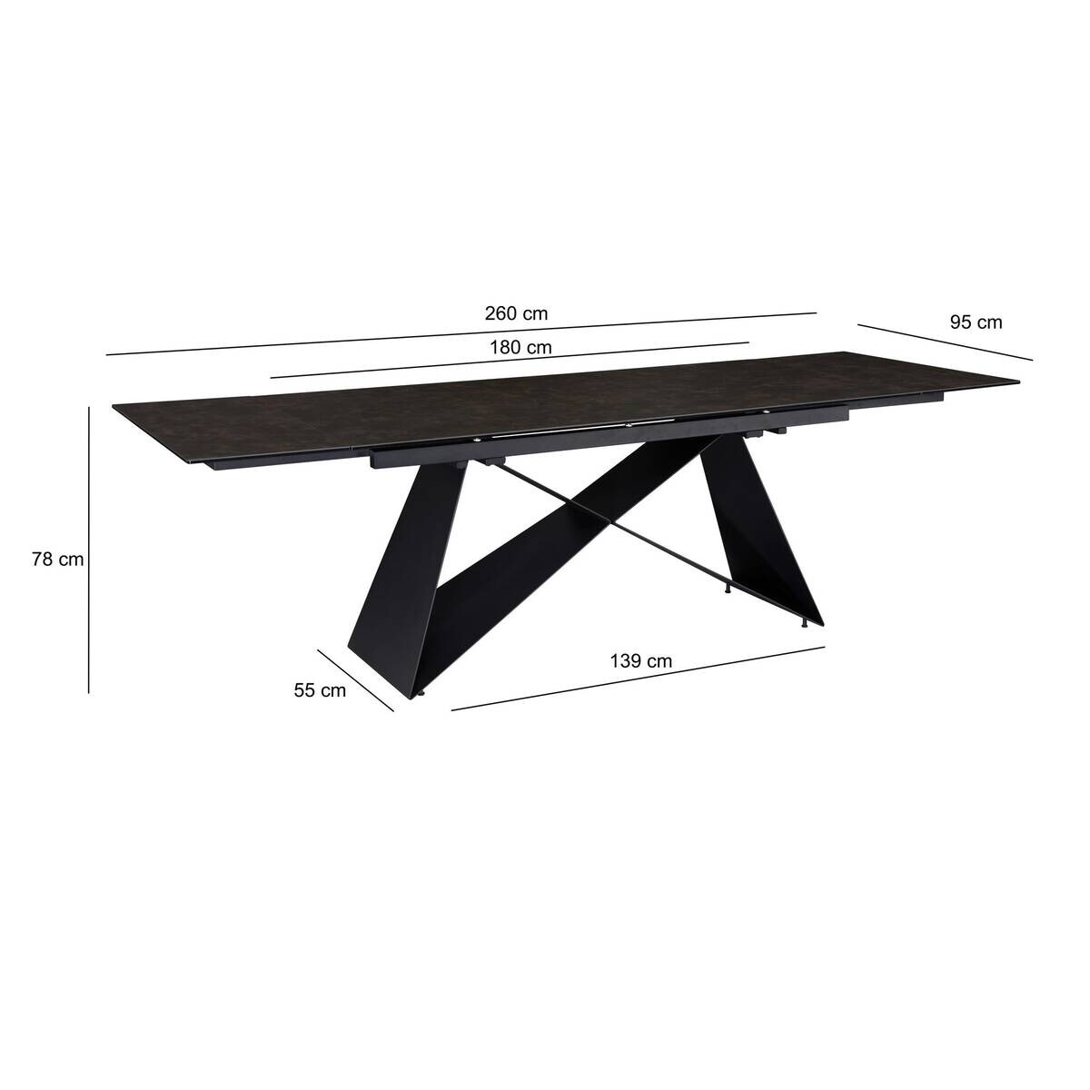 Esstisch schwarz Marmor Optik B/H/T: ca. 180x78x95 cm
