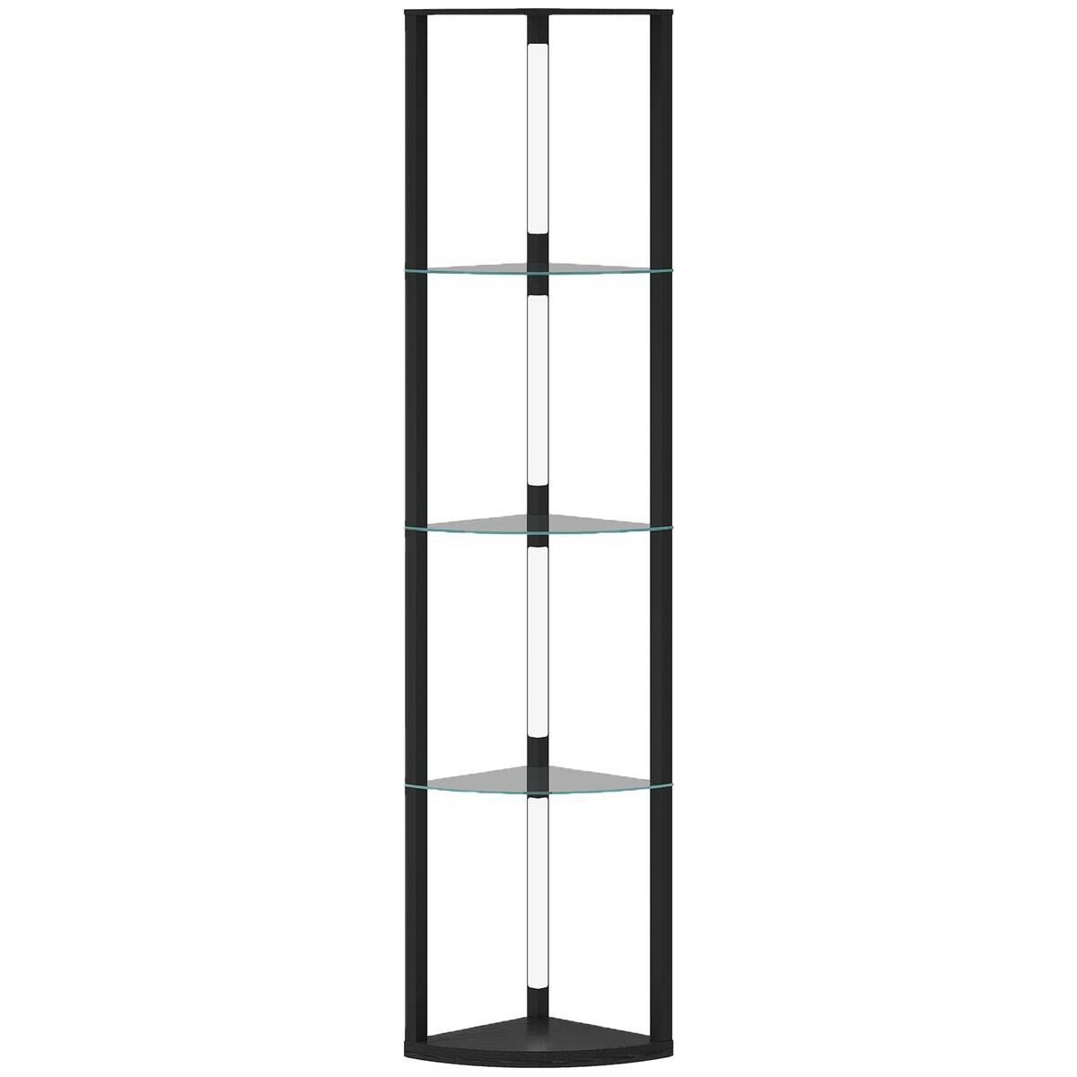 HOMCOM Stehleuchte schwarz MDF Glas B/H/L: ca. 29,5x162x41,5 cm