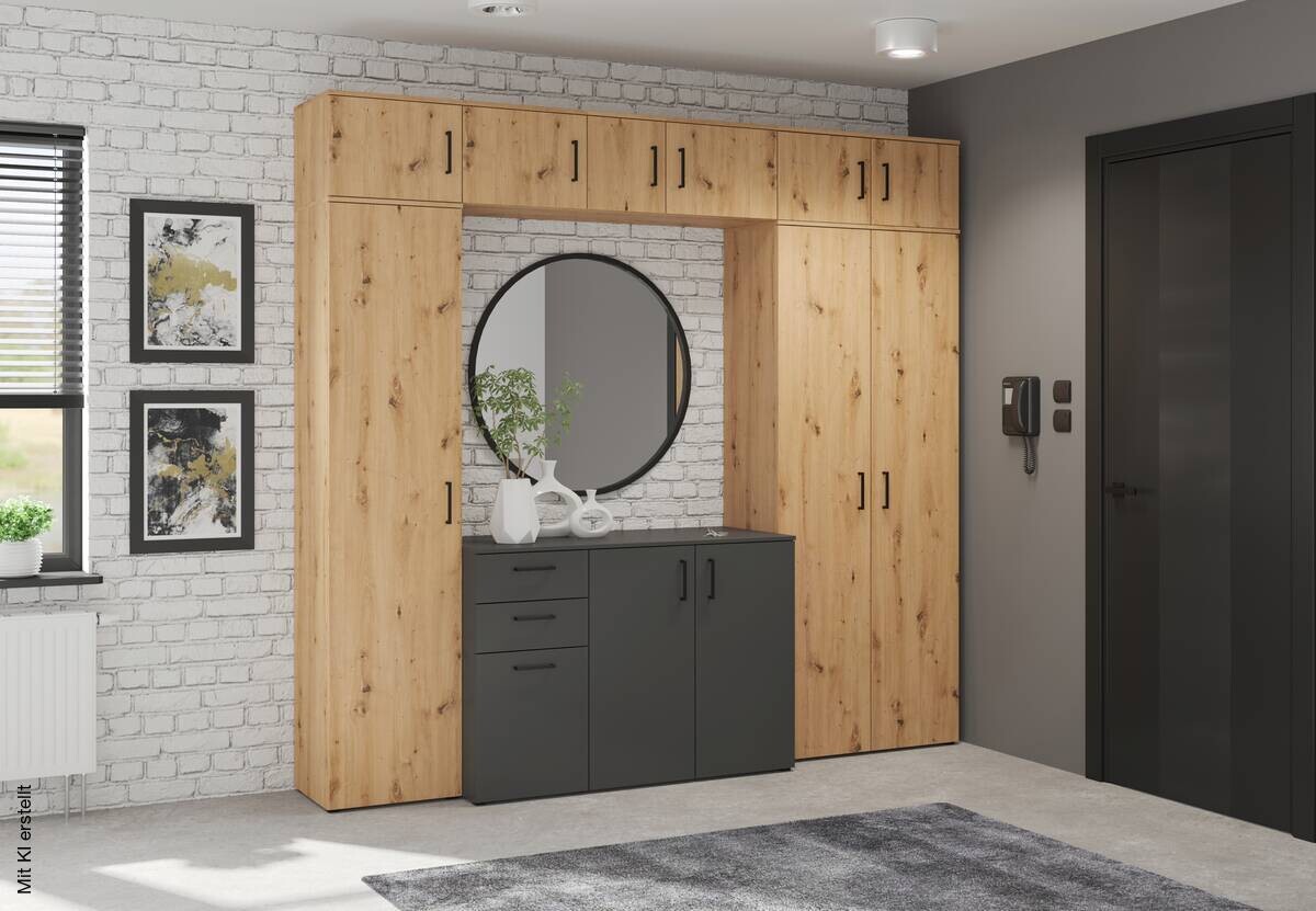 Aufsatz Multi-Stauraum Typ 9 Eiche Artisan Nachbildung B/H/T: ca. 45x35x40 cm