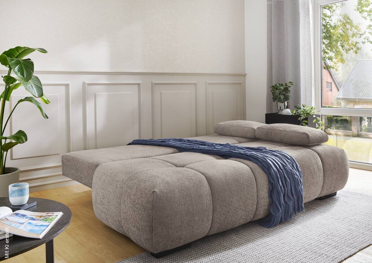Schlafsofa Greige Polyester B/H/T: ca. 213x86x101 cm