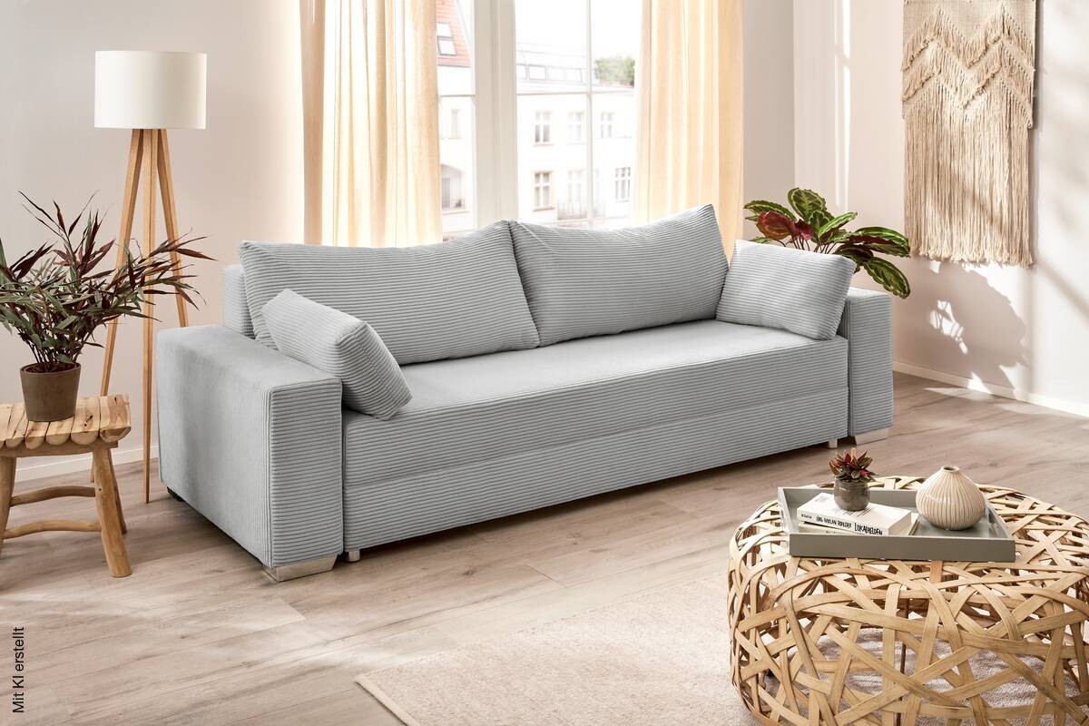 Schlafsofa Turin silber Kunststoff B/H/T: ca. 240x74x95 cm