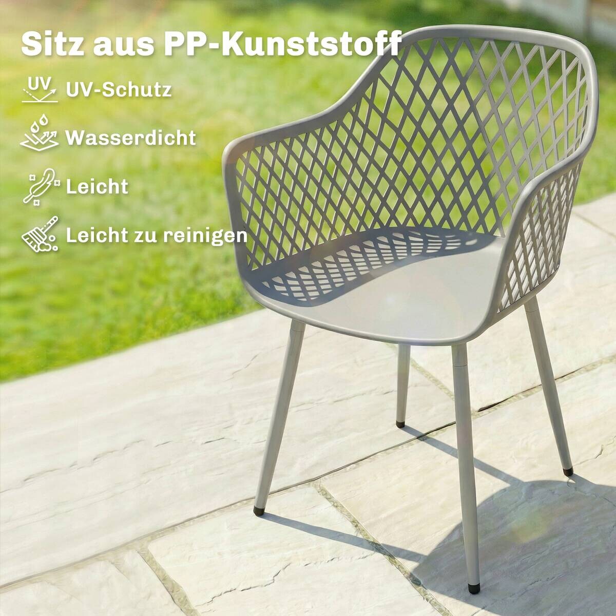 Outsunny Gartenstuhl grau Kunststoff B/H/L: ca. 51x84x56 cm