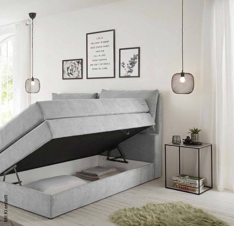 Boxspringbett Lissy hellgrau Liegefläche B/L: ca. 140x200 cm