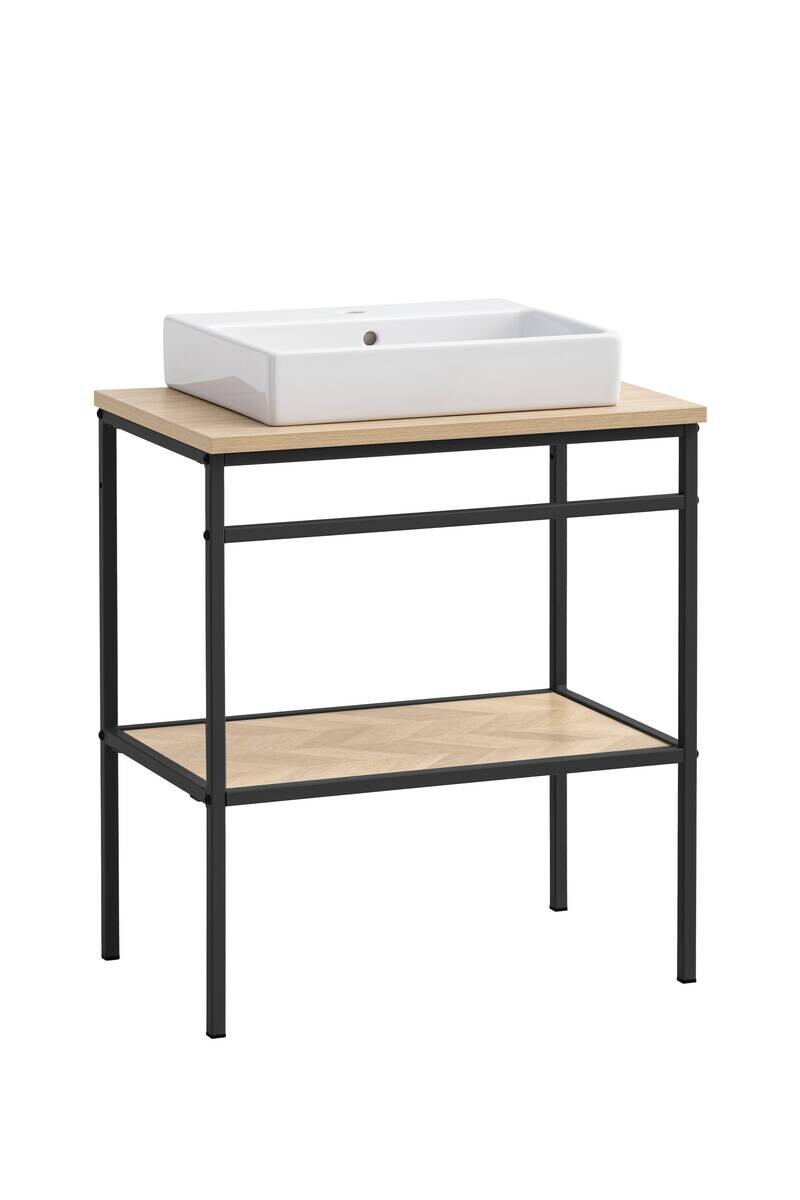 Waschbeckenunterschrank Lorna Eiche Nachbildung schwarz B/H/T: ca. 70x89,2x45 cm