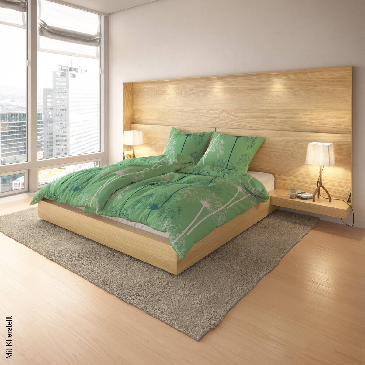 Microfaser Bettwäsche grün Polyester B/L: ca. 135x200 cm