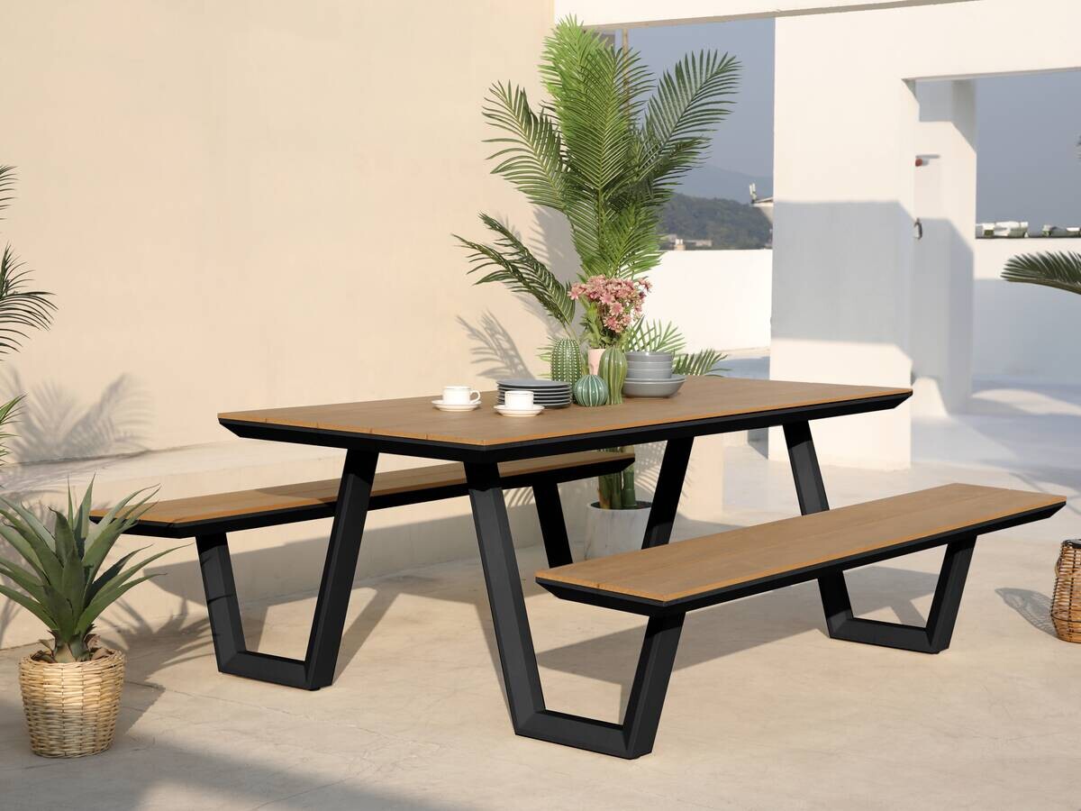AXI Outdoor Living Picknicktisch Nori braun Metall B/H/L: ca. 190x75x200 cm