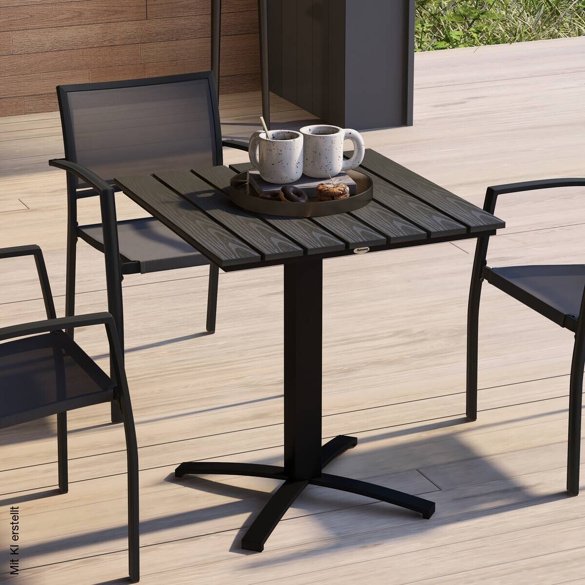 Outsunny Gartentisch grau Holz B/H/L: ca. 70x76x70 cm