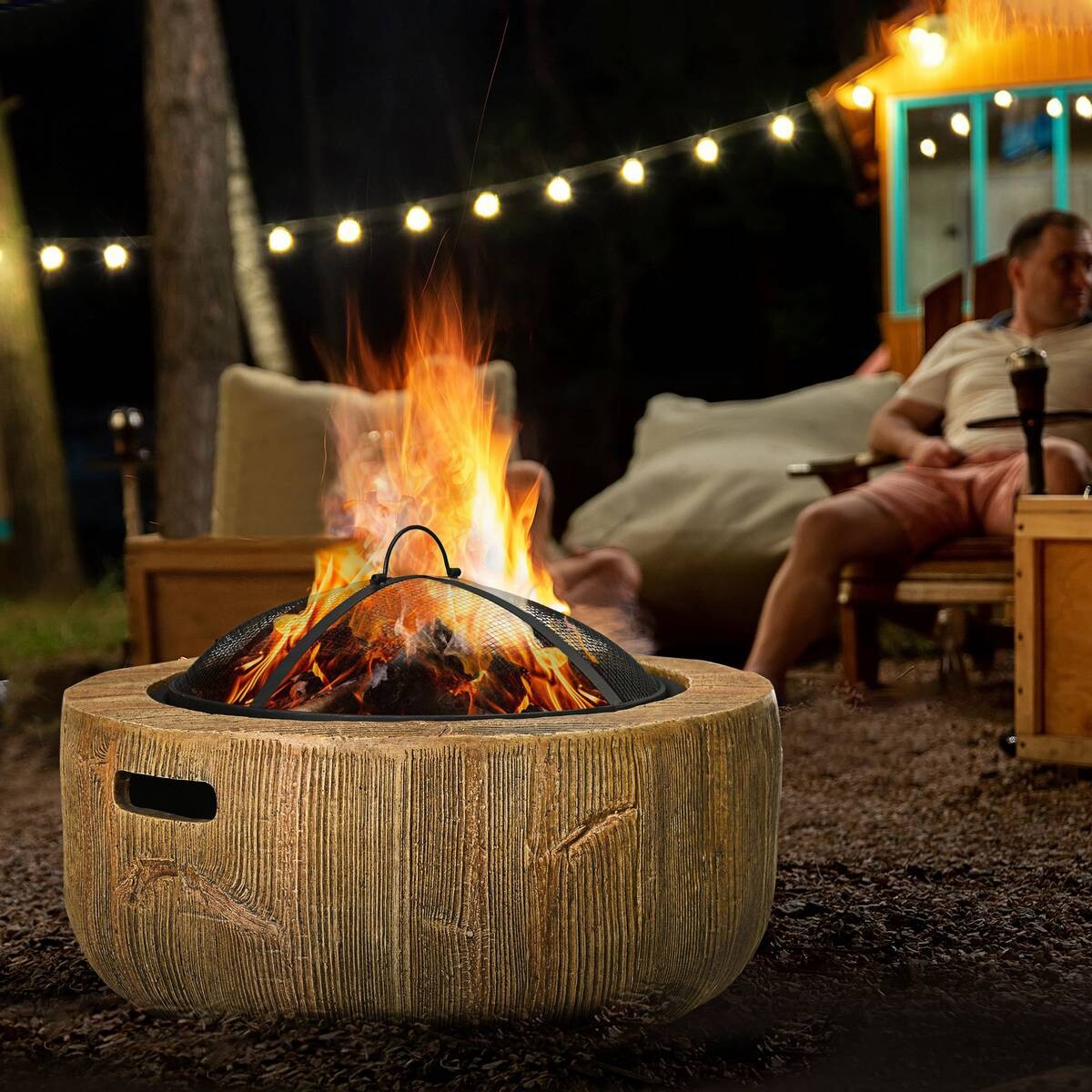 Outsunny Feuerstelle Metall B/H/L: ca. 61,5x39x61,5 cm