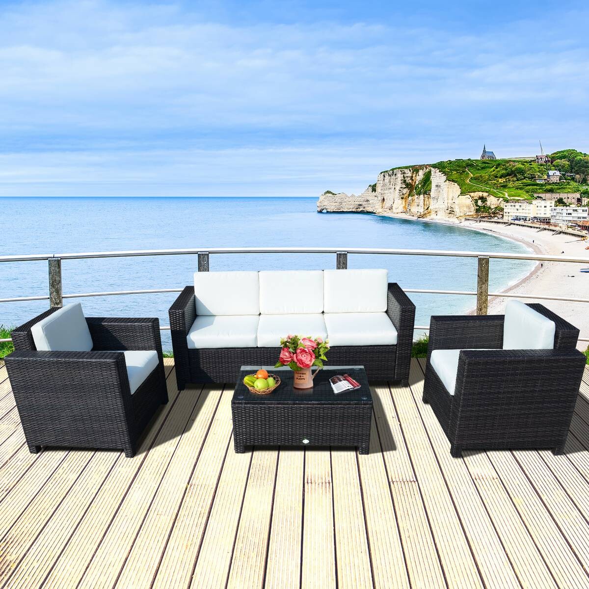 Outsunny Beistelltisch braun Metall B/H/L: ca. 50x39x85 cm