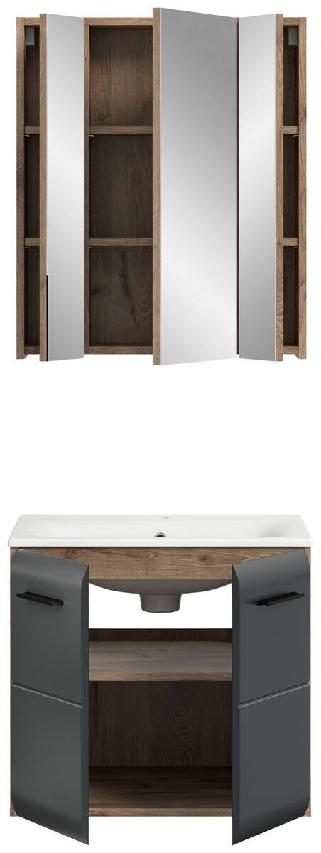 Badezimmer-Set Ice Nox Oak Nachbildung schwarz matt B/H/T: ca. 60x185x46 cm