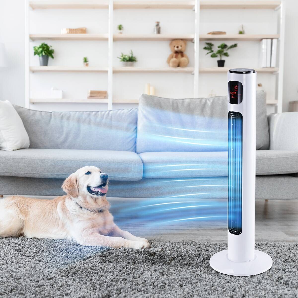 HOMCOM Ventilator schwarz Edelstahl Kunststoff Polypropylen B/H/L: ca. 32x32x96 cm