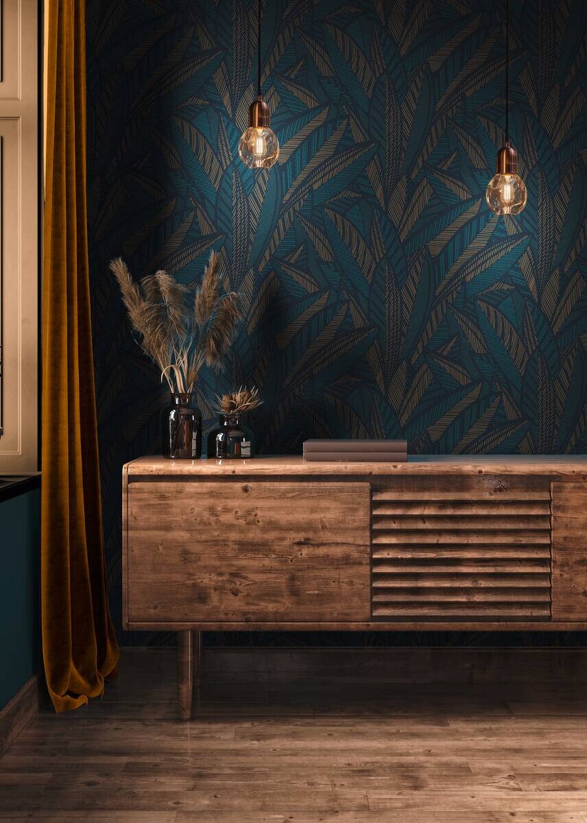 A.S.Creation Vliestapete blau gelb grün B/H/D: ca. 53x1005x9,7 cm