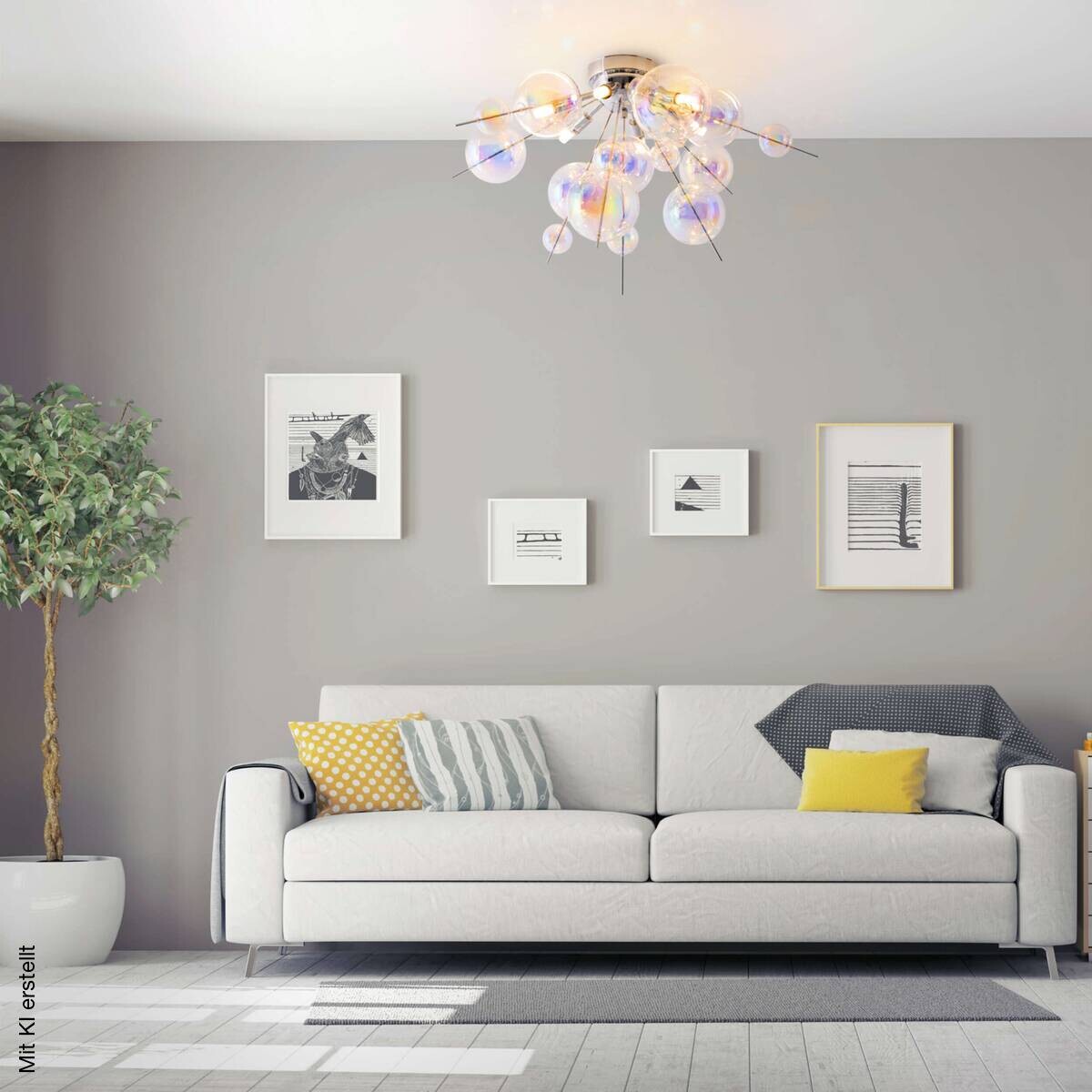 Näve Leuchten Deckenleuchte 1085130 multicolor Metall Glas B/H/T: ca. 57x38x57 cm G9 6 Brennstellen