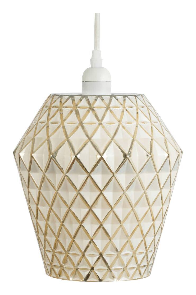 Kayoom Pendelleuchte Lumi weiß gold Glas B/H/L: ca. 20x27x20 cm E27 1 Brennstellen