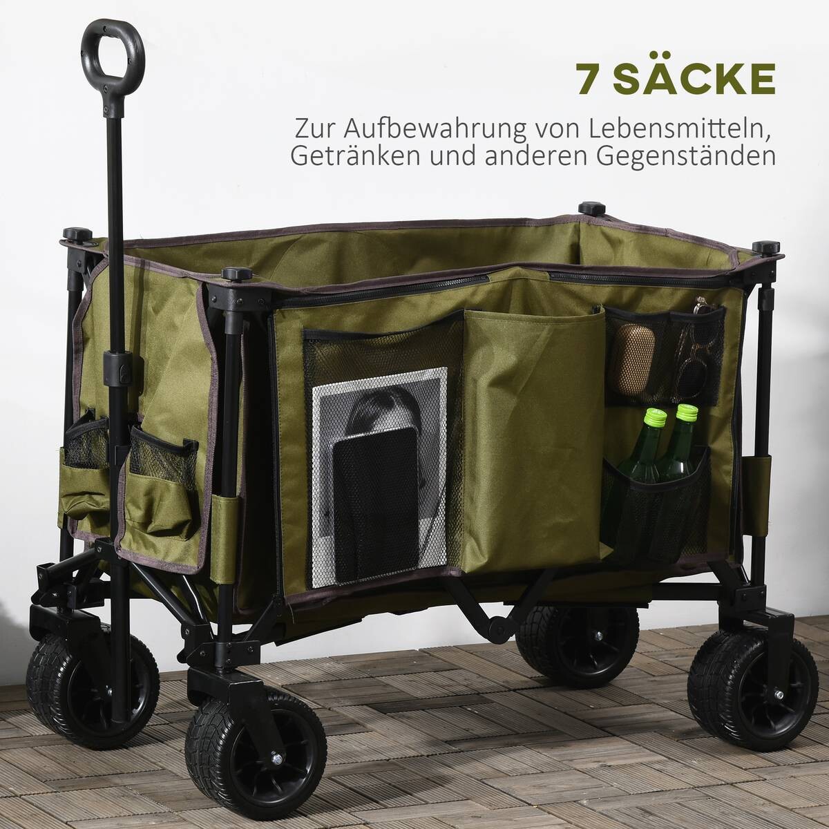 Outsunny Bollerwagen grün B/H/L: ca. 48x100,5x100 cm