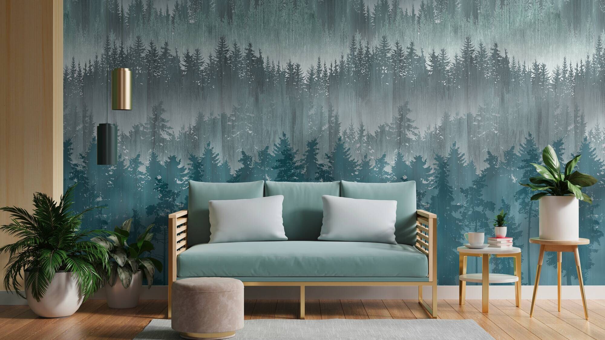 Livingwalls Fototapete Natur grau petrol blau B/L: ca. 280x159 cm
