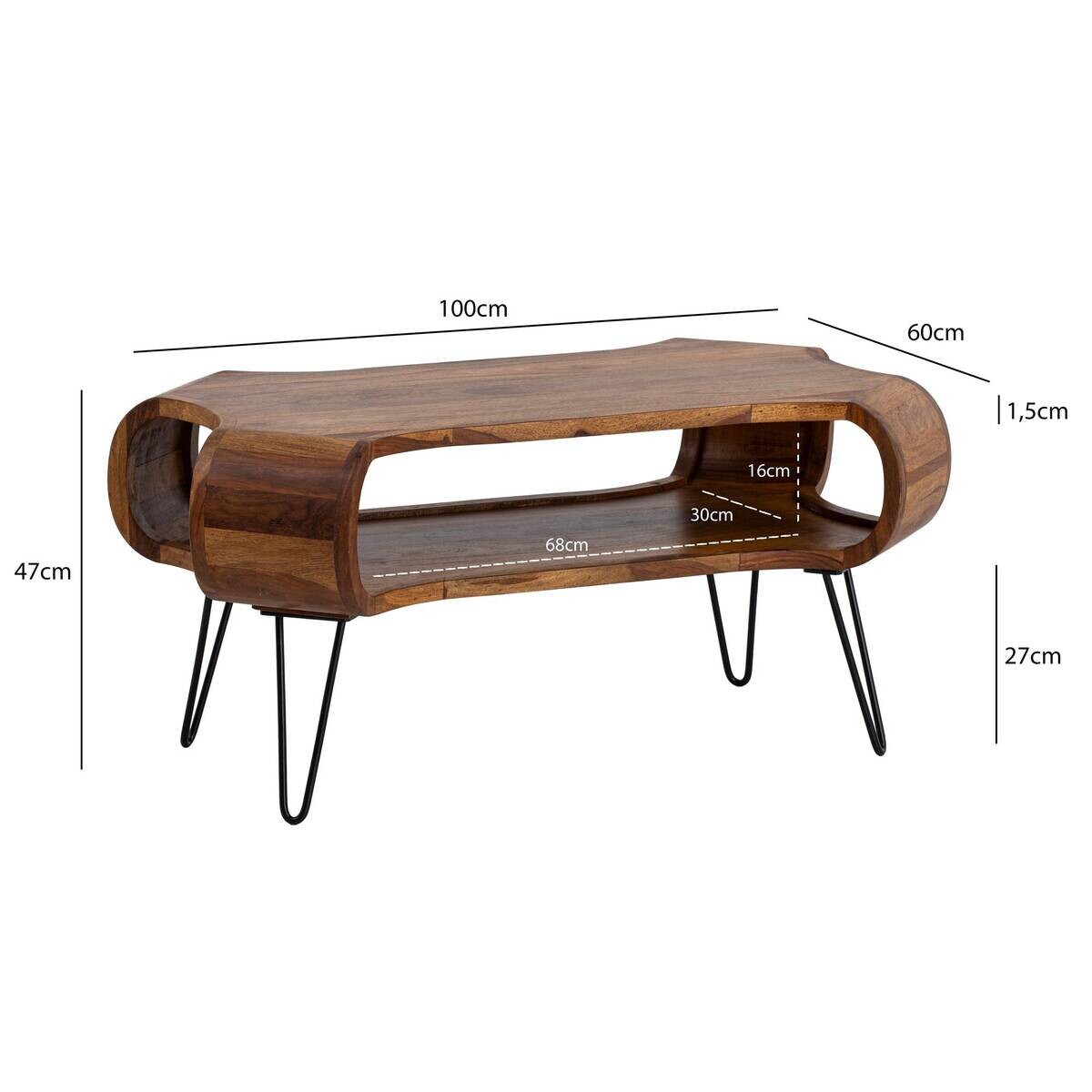 Couchtisch braun B/H/T: ca. 100x47x60 cm