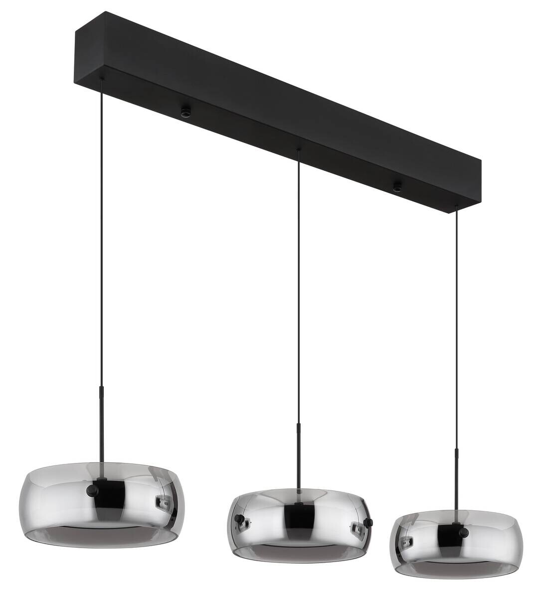 GLOBO LED-Hängeleuchte mattschwarz Rauch Opal Metall Glas Kunststoff B/H/L: ca. 20x120x85 cm 1 Brennstellen