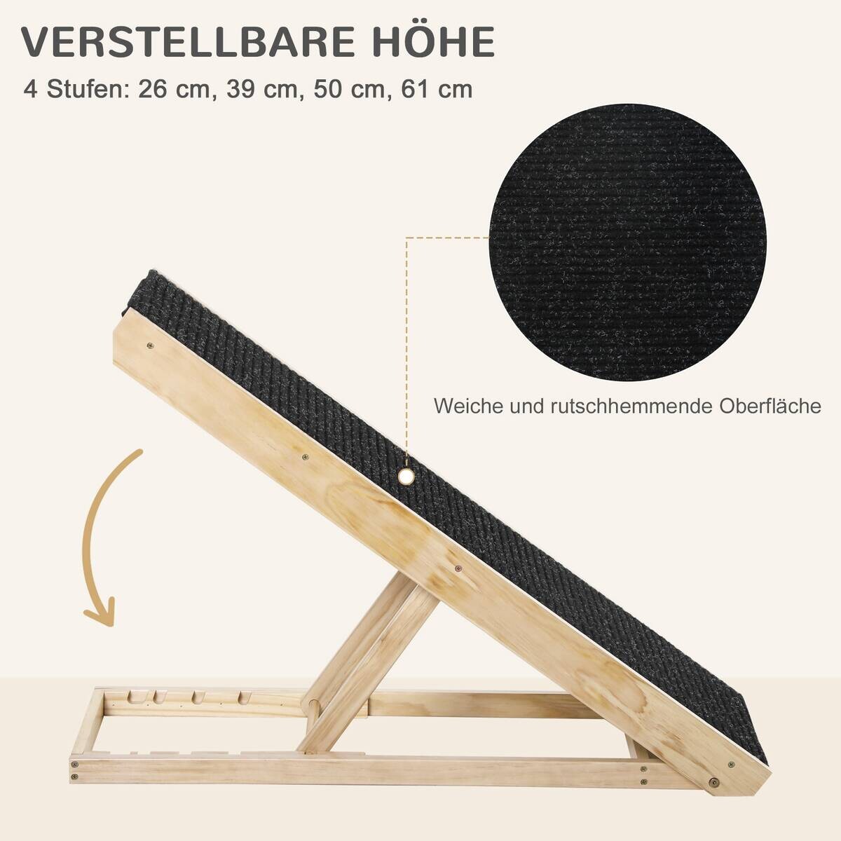 PawHut Haustierrampe, verstellbar natur Edelstahl B/H/L: ca. 40x90x61 cm