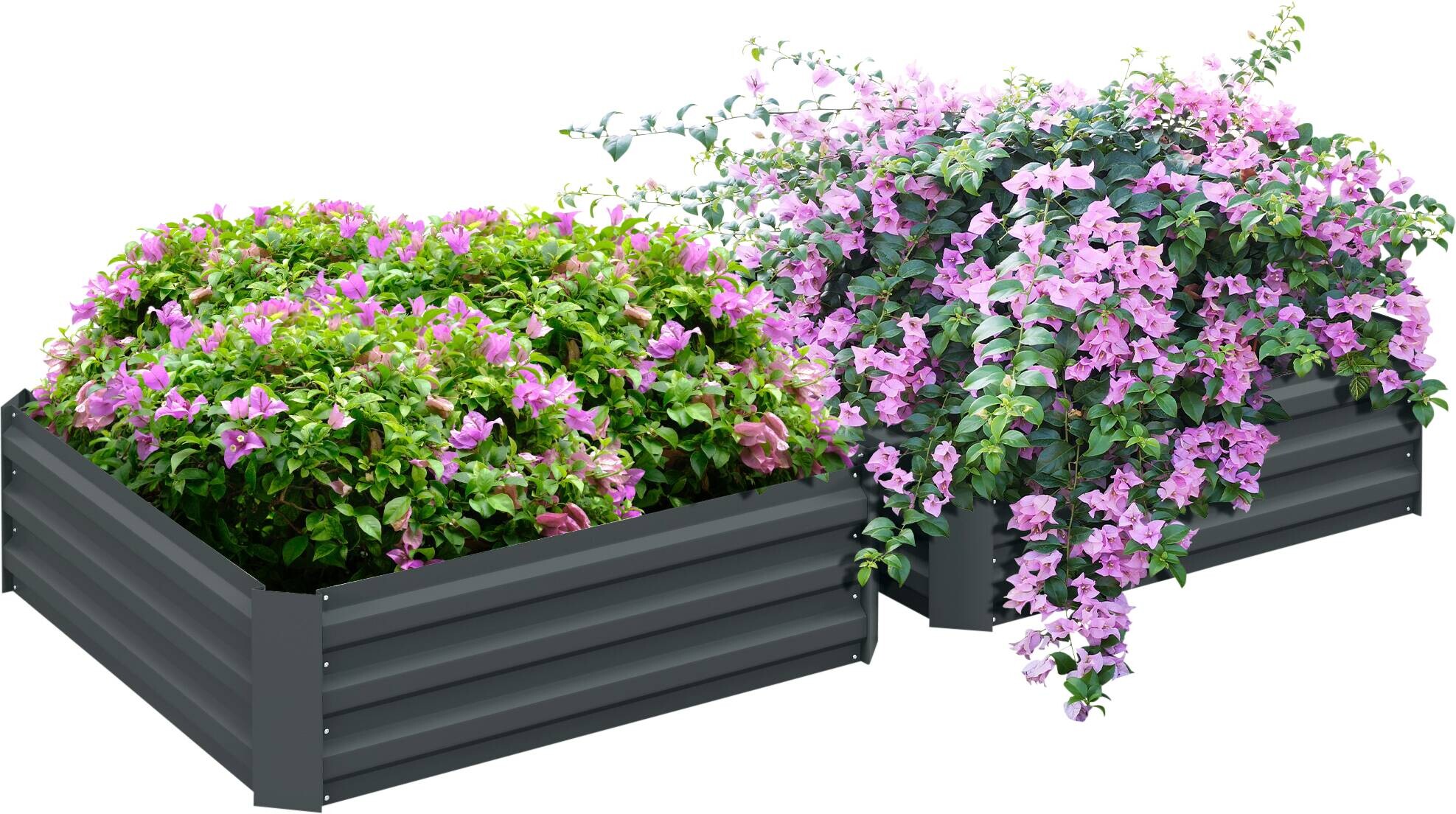 Outsunny Hochbeet 2er Set dunkelgrau Stahl B/H/L: ca. 100x30x100 cm