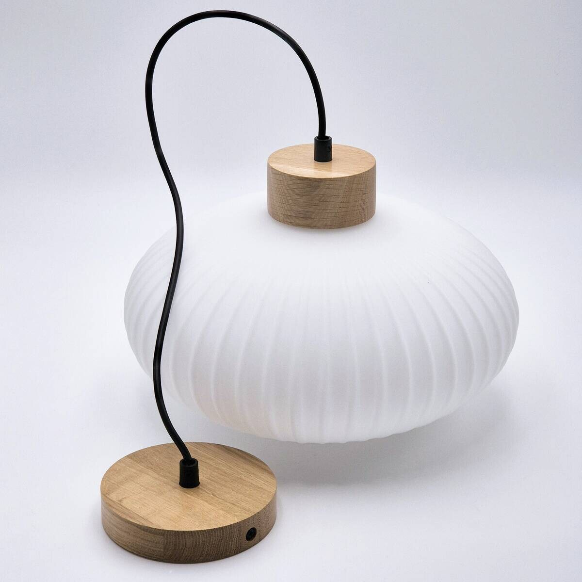 Lamkur Hängeleuchte Harmony Eiche weiß Glas Holz B/H/L: ca. 30x102x30 cm 1 Brennstellen