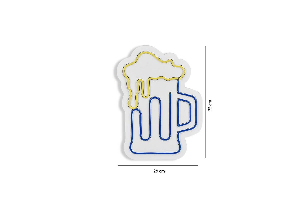 Opviq LED-Wandleuchte blau gelb PVC B/H/T/L: ca. 26x35x2x26 cm