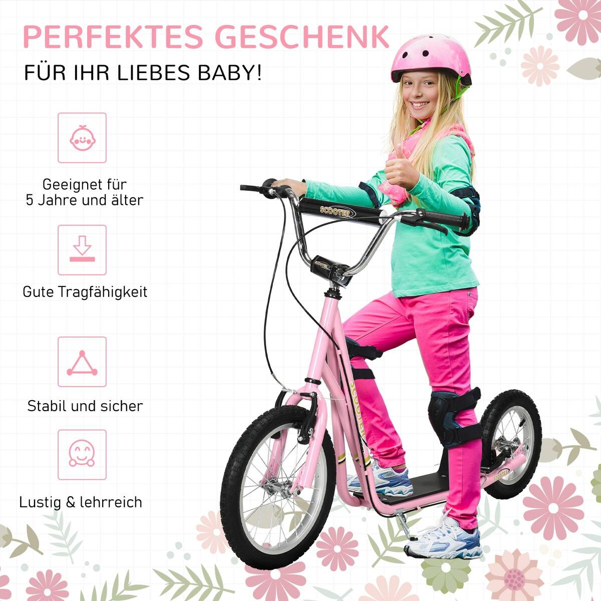 HOMCOM Kinderroller pink