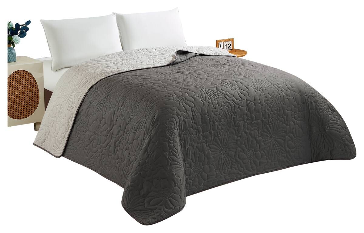 Tagesdecke granit 100% Polyester B/L: ca. 220x240 cm