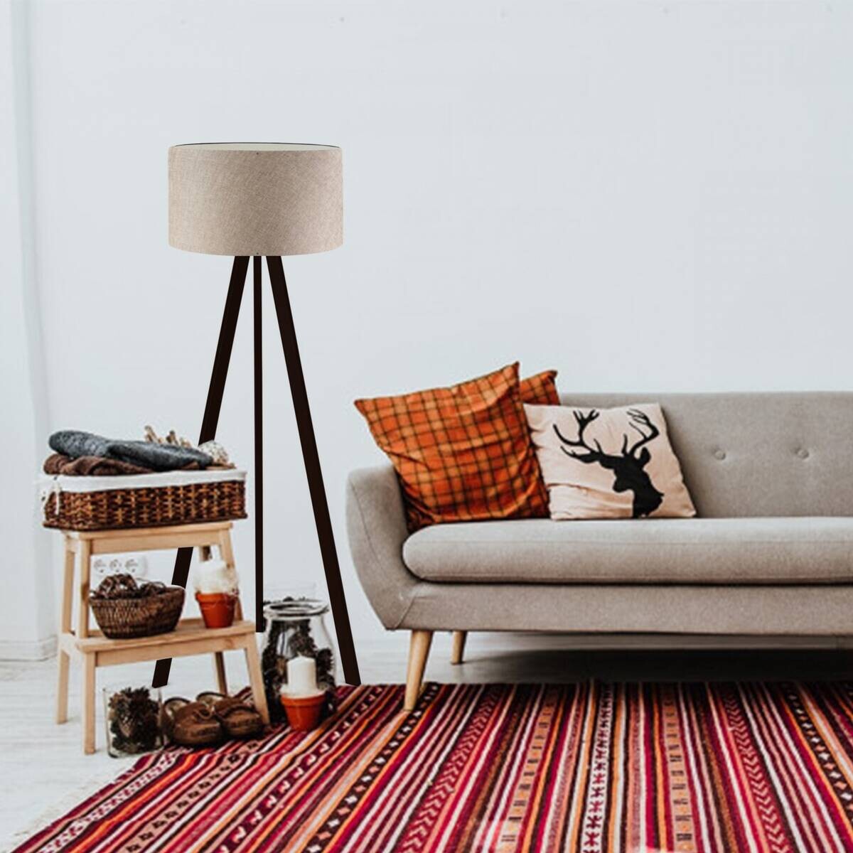 Opviq Stehleuchte PVC MDF B/H/T/L/D: ca. 38x140x38x38x38 cm E27 1 Brennstellen