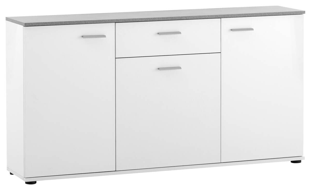 Kommode Alanis weiß matt Beton Optik B/H/T: ca. 150x80x34 cm
