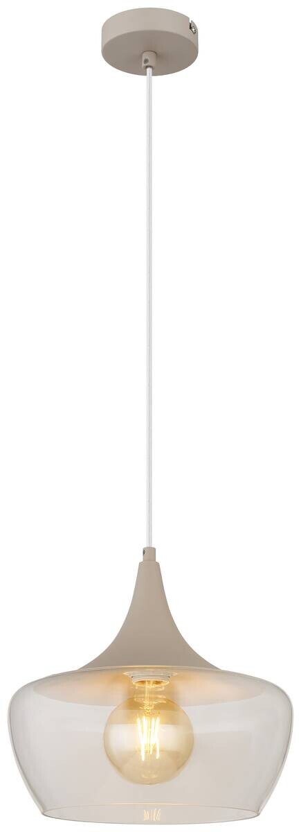 GLOBO Pendelleuchte sand klar Metall Glas H/D: ca. 120x30 cm E27 1 Brennstellen
