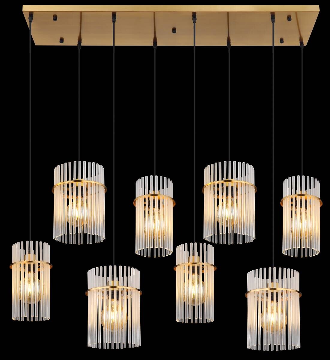 GLOBO Hängeleuchte klar Opal gold Metall Glas B/H/L: ca. 38x125x110 cm E27 8 Brennstellen